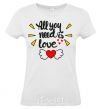 Women's T-shirt All you need is love Heart with wings White фото