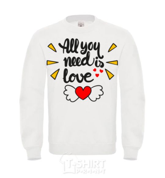 Sweatshirt All you need is love Heart with wings White фото