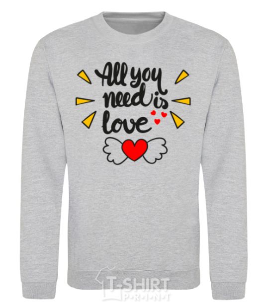 Sweatshirt All you need is love Heart with wings sport-grey фото