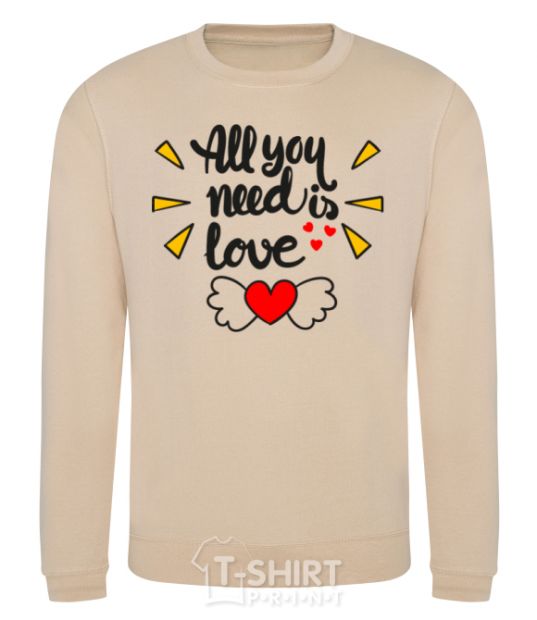 Sweatshirt All you need is love Heart with wings sand фото