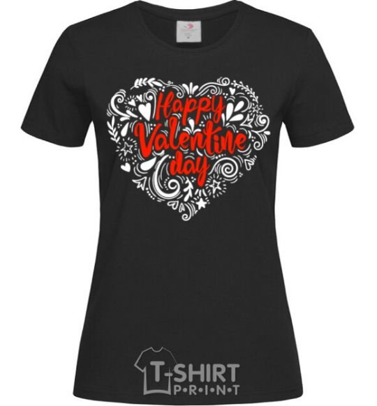 Women's T-shirt Happy Valentines day black фото