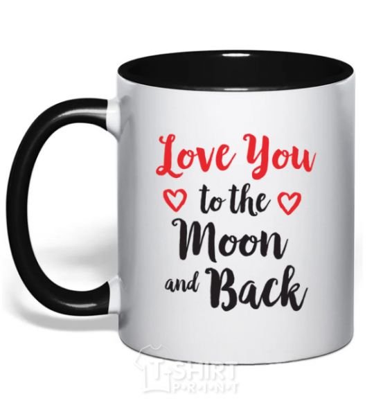 Mug with a colored handle Love you to the moon and back black фото