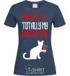 Women's T-shirt My cat is totally my Valentine navy-blue фото