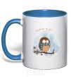 Mug with a colored handle Thinking of you royal-blue фото