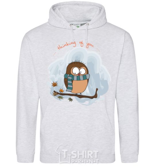 Men`s hoodie Thinking of you sport-grey фото