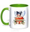 Mug with a colored handle Dreaming about you kelly-green фото
