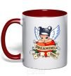 Mug with a colored handle Dreaming about you red фото