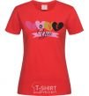 Women's T-shirt Love you inscription red фото