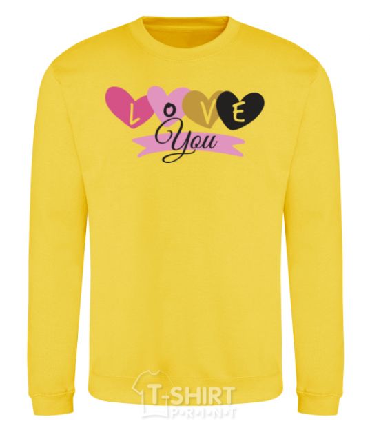 Sweatshirt Love you inscription yellow фото