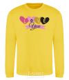 Sweatshirt Love you inscription yellow фото