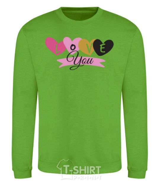 Sweatshirt Love you inscription orchid-green фото