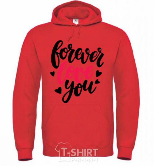 Men`s hoodie Forever love you bright-red фото