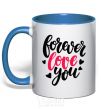 Mug with a colored handle Forever love you royal-blue фото