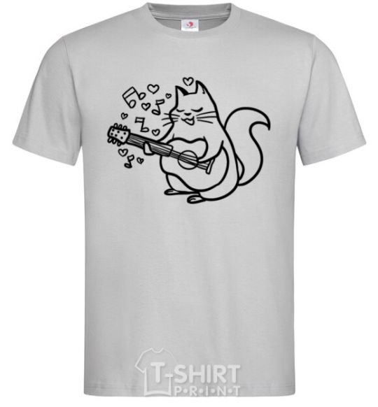 Men's T-Shirt A cat in love grey фото