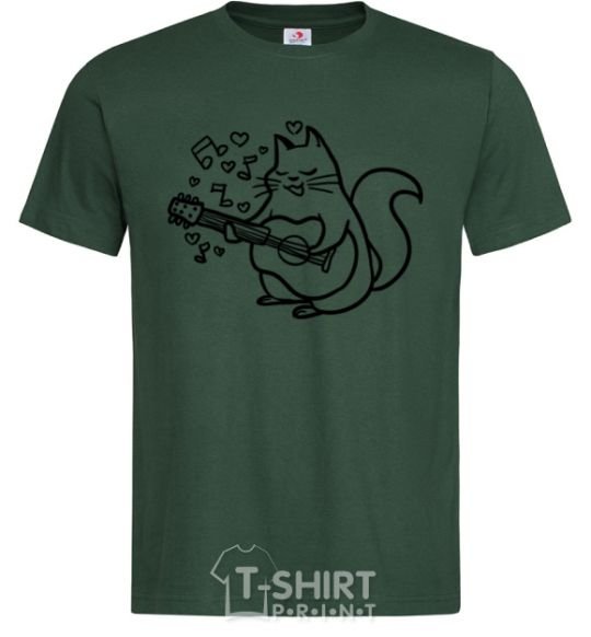 Men's T-Shirt A cat in love bottle-green фото