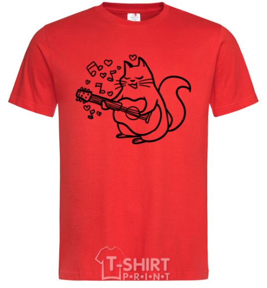 Men's T-Shirt A cat in love red фото