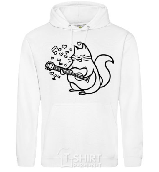 Men`s hoodie A cat in love White фото