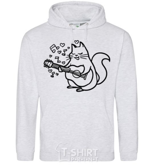 Men`s hoodie A cat in love sport-grey фото