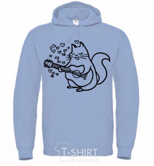 Men`s hoodie A cat in love sky-blue фото