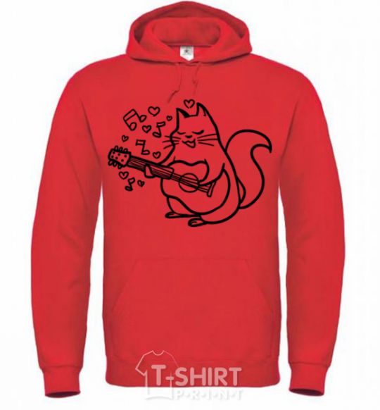 Men`s hoodie A cat in love bright-red фото