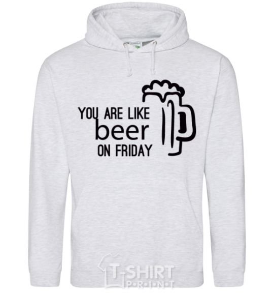 Men`s hoodie You are like beer on friday sport-grey фото