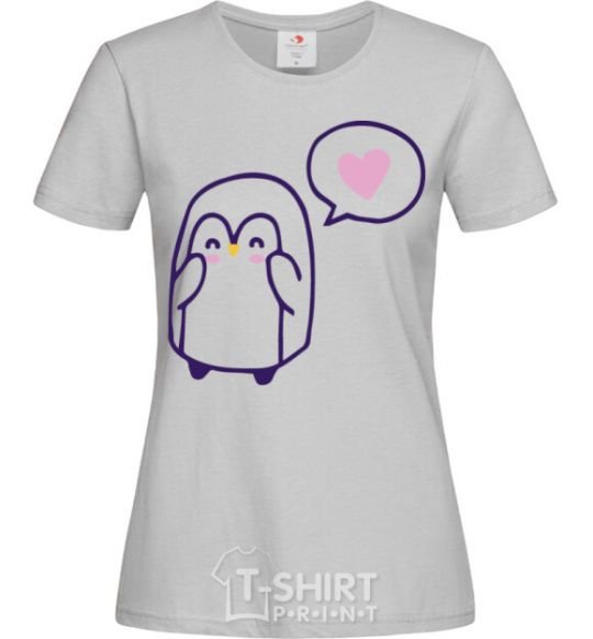 Women's T-shirt Penguin girl grey фото