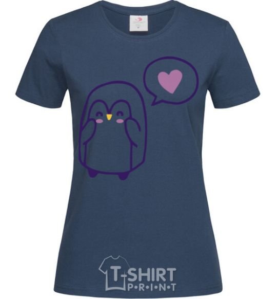 Women's T-shirt Penguin girl navy-blue фото