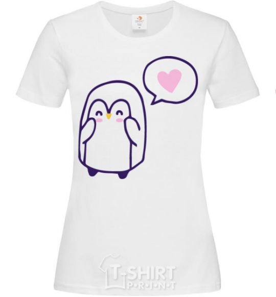 Women's T-shirt Penguin girl White фото