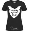 Women's T-shirt You make my heart fly black фото