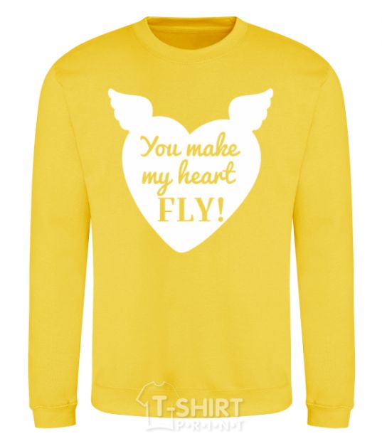 Sweatshirt You make my heart fly yellow фото