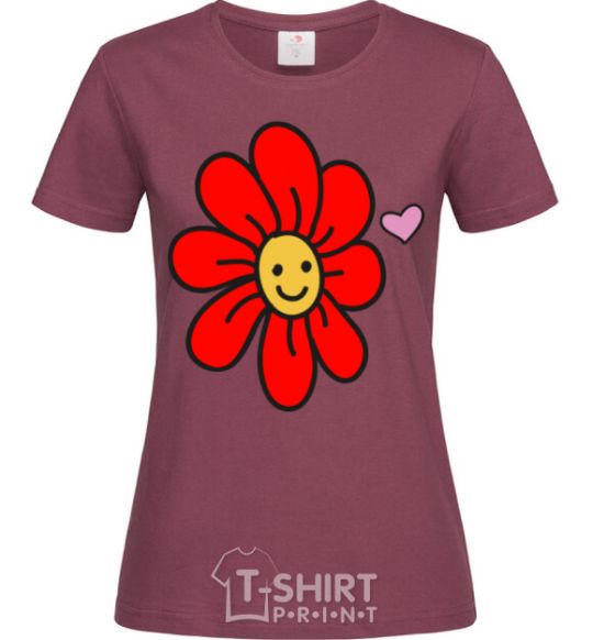 Women's T-shirt Flower burgundy фото