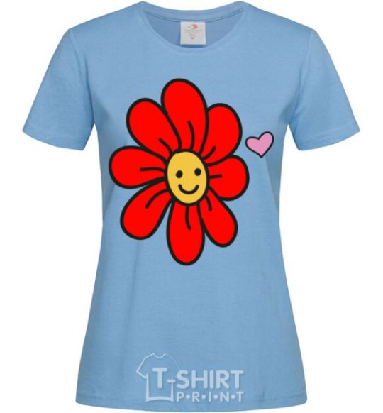 Women's T-shirt Flower sky-blue фото