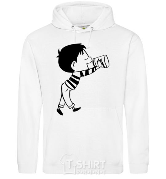 Men`s hoodie Listen boy White фото