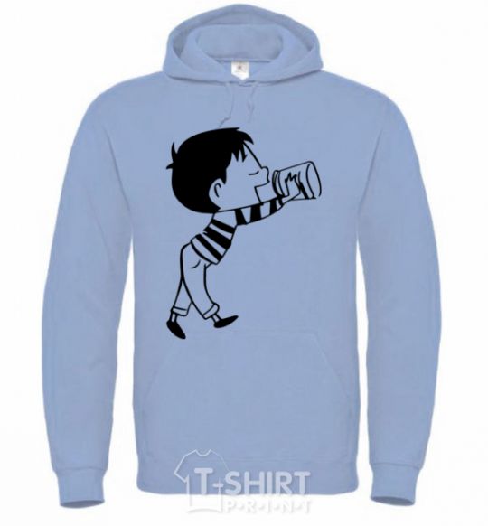 Men`s hoodie Listen boy sky-blue фото