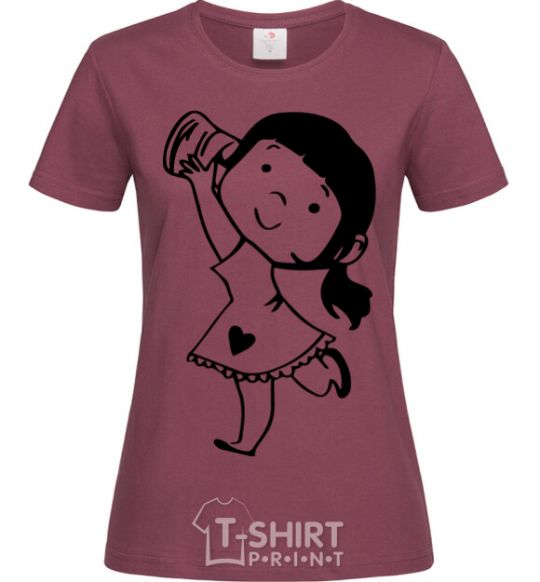Women's T-shirt Listen girl burgundy фото