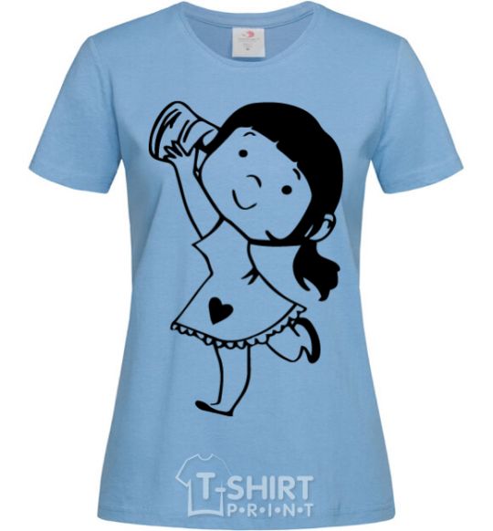 Women's T-shirt Listen girl sky-blue фото