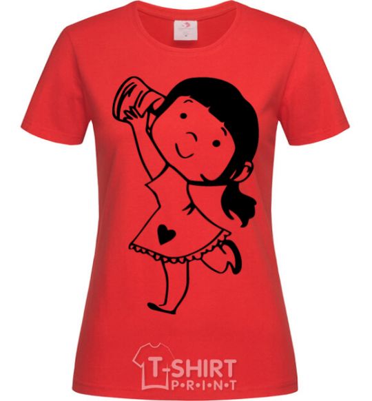 Women's T-shirt Listen girl red фото