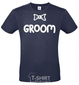 Men's T-Shirt Groom Bow navy-blue фото