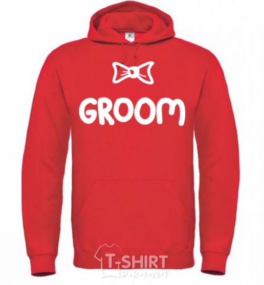 Men`s hoodie Groom Bow bright-red фото