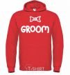 Men`s hoodie Groom Bow bright-red фото