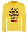 Sweatshirt ALL YOU NEED IS VITAMIN ME yellow фото