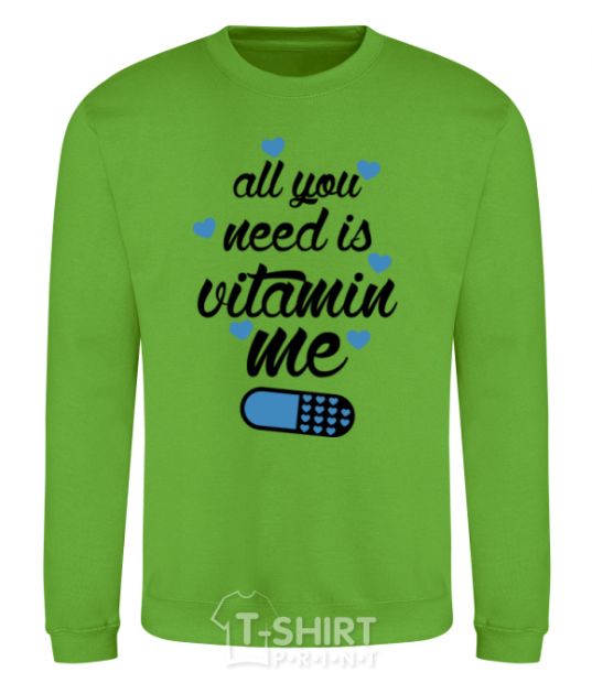 Sweatshirt All you need is vitamin me blue print orchid-green фото