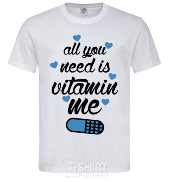Men's T-Shirt All you need is vitamin me blue print White фото
