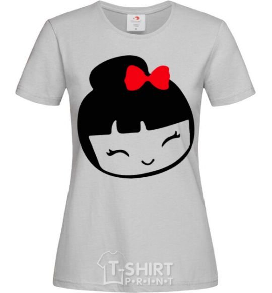 Women's T-shirt JAPANESE GIRL grey фото