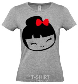 Women's T-shirt JAPANESE GIRL grey фото