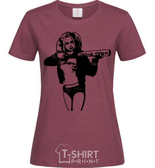 Women's T-shirt Harley Quinn burgundy фото