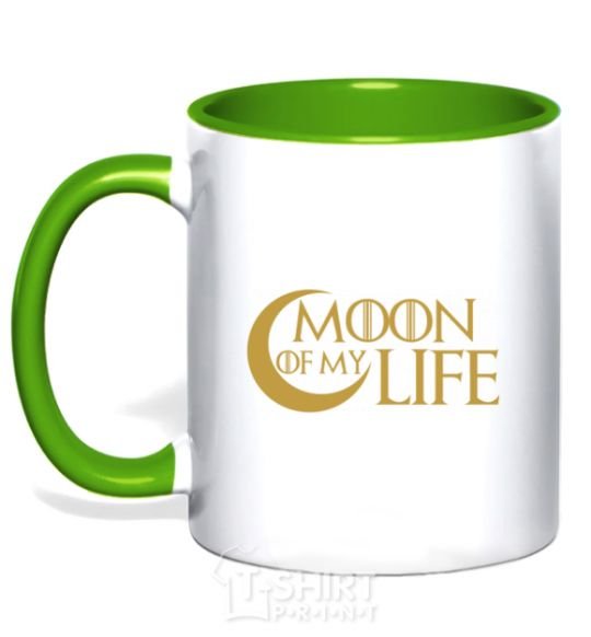 Mug with a colored handle Moon of my life kelly-green фото