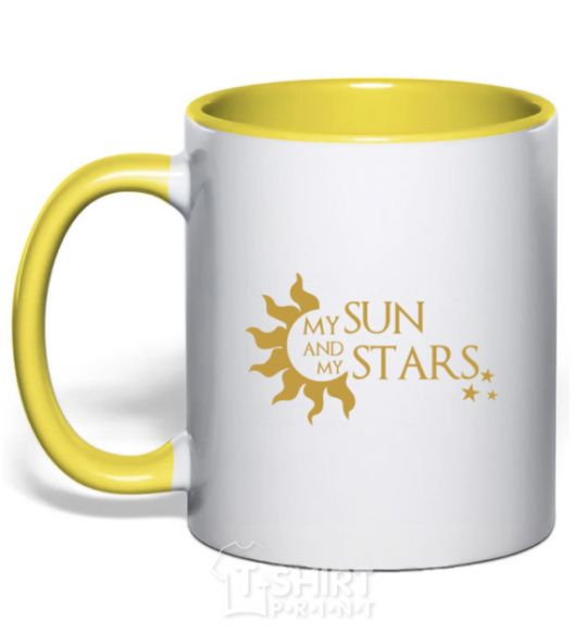 Чашка с цветной ручкой My sun and my stars Солнечно желтый фото