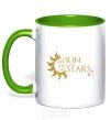 Mug with a colored handle My sun and my stars kelly-green фото