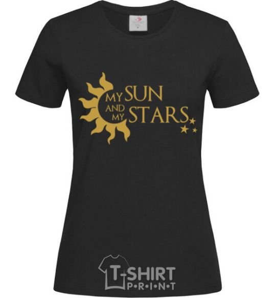 Women's T-shirt My sun and my stars black фото